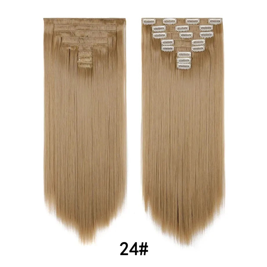 24 Inch 8Pcs Clip in Hair Extensions Long Straight Hair Extensions Soft Synthetic Hairpieces for Women Daily Fashion Hairstyle — image 11