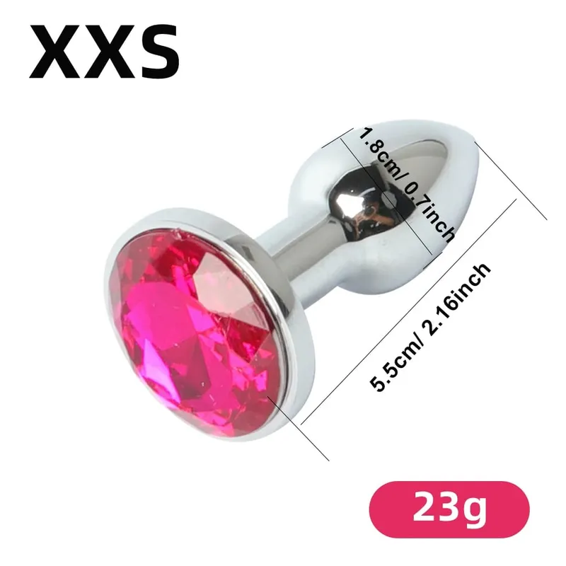 Mini Metal Anal Plug XXS Small Anal Dilator For Adult Men Women Butt Plug With Round Crystal Female Masturbation Anus Sex Toys