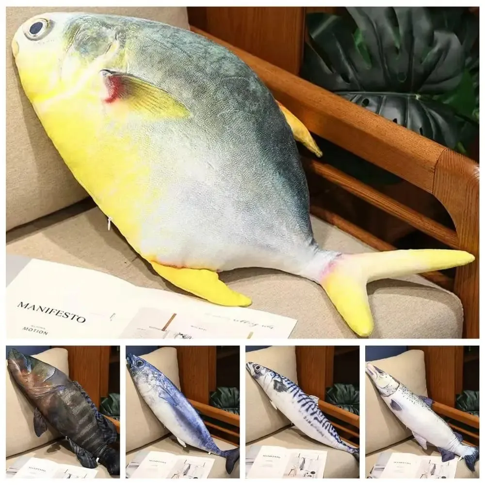 Sofa Cushion PP Cotton Simulation Sea Fish Soft Stuffed Sea Fish Stuffed Bream Salmon Fish Sleeping Pillow Bedroom — image 2