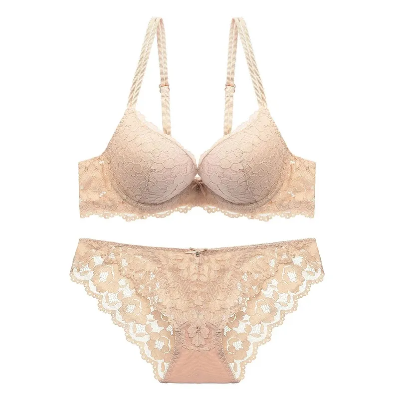 Elegant Women Lingerie Bra Set Padded Push Up Side Support Anti Sag Comfort Bustier — image 4