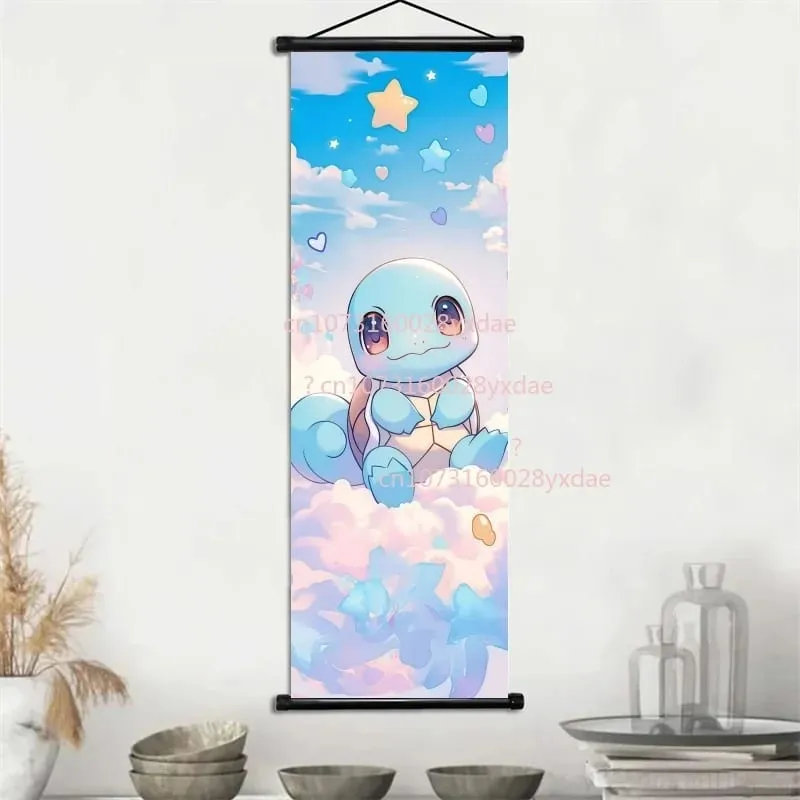 Classic Printed Pokemon Poster Cartoon Wall Artwork Gengar Squirtle Bulbasaur Pikachu Hanging Scroll Family Room Decoration — image 5