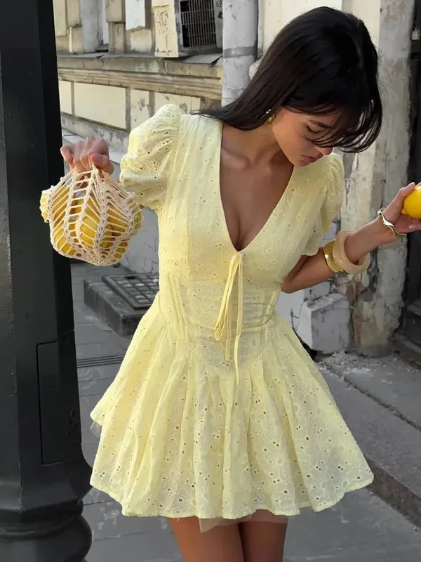 Collection Of Popular Printed Short Dress Deep V Neck A-line Bodycon Party Dresses 2026 Lady Spring Summer Vacation Outfits New — image 37