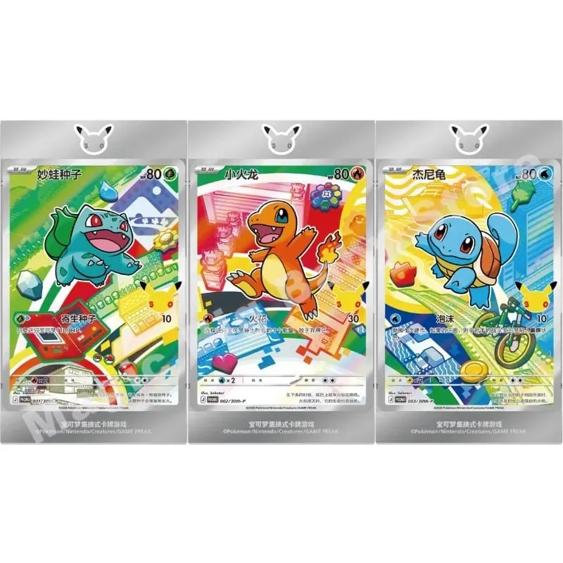 Cartas pokémon genuínas originais ptcg chinês 30º aniversário comemoração primeiro parceiro ilustração especial conjunto de flashcard vol.1