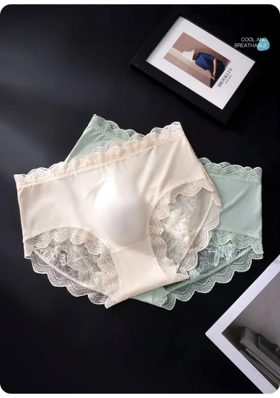 Thin Ice Silk Lace Men's Underwear Breathable Mid Waist Embroidery Comfortable Triangle Pants Traceless Hollow Out Male Briefs — image 5