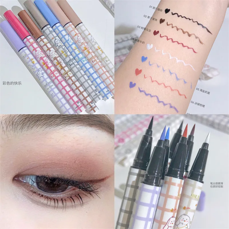 สีสันอายไลเนอร์ดินสอ Matte กันน้ำไม่ Blooming อายไลเนอร์ Long Lasting Liquid Eye Liner ปากกาแต่งหน้าเครื่องสำอาง