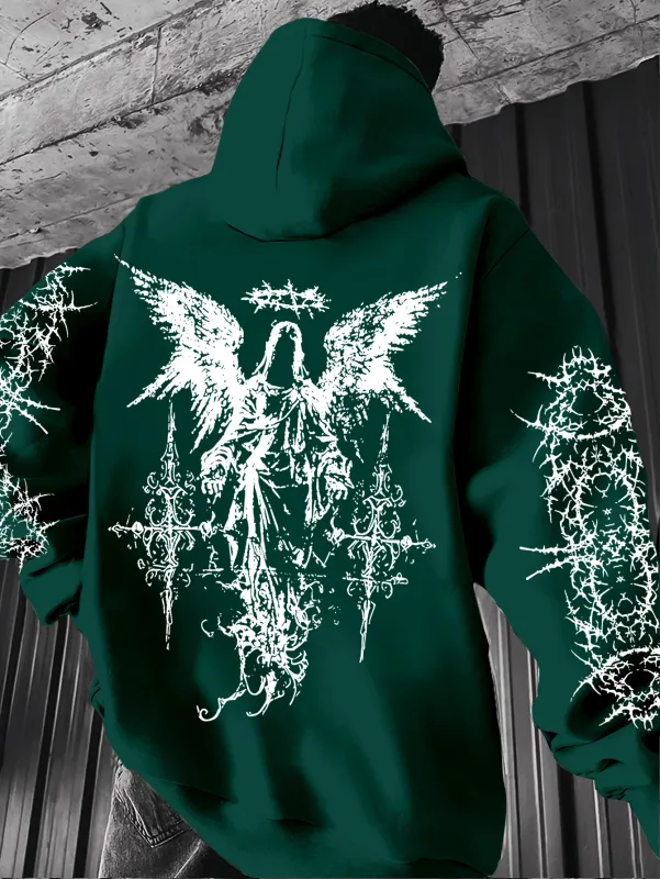 Estilo gótico anjo impressão hoodies homens mulheres ao ar livre rua casual esporte tendência hip-hop casal de manga longa outono inverno moletom