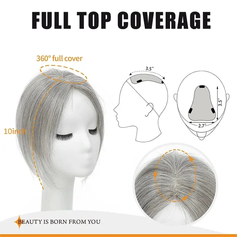 Wig Piece for Women with Bangs Covering Their White Hair and a Thin Invisible Replacement Piece for Their Hair