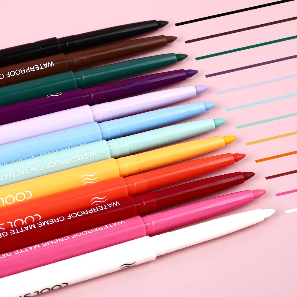 12 Color Waterproof Eyeliner Set Matte Creamy Pencil Long Lasting Smudge Proof for Sensitive Eyes Daily Makeup Professional Kit — image 3