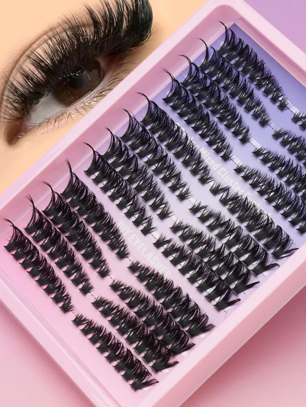 Cat Eye 16 rækker Cluster Lashes 406080100P Blandede DIY Individuelle øjenvipper Tykke Bakke DIY Eyelash Extension Wispy Volume Eyelashes