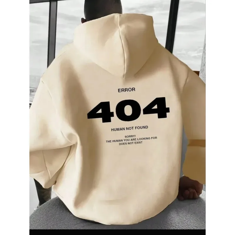Harajuku Men's Hoodie Hip Hop Pullover Hooded 404 Graphic Casual Sweatshirts Men Women Oversize Cotton Hoodies — image 2