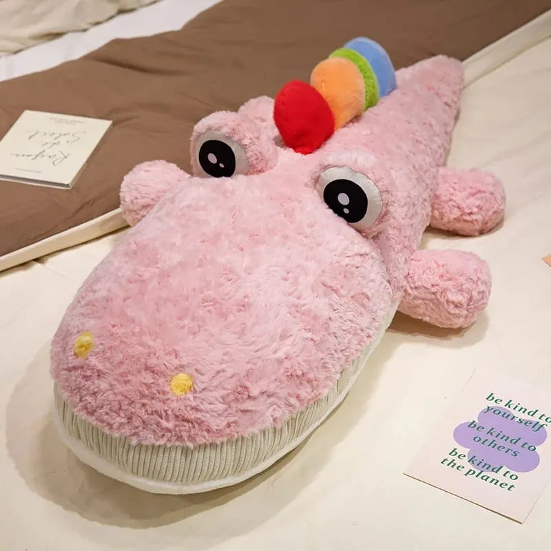 55/75cm Cute Lying Crocodile Plush Pillow Prone Posture Alligator Stuffed Cushion Sofa Bed Nap Plush Toy Home Decor Gift