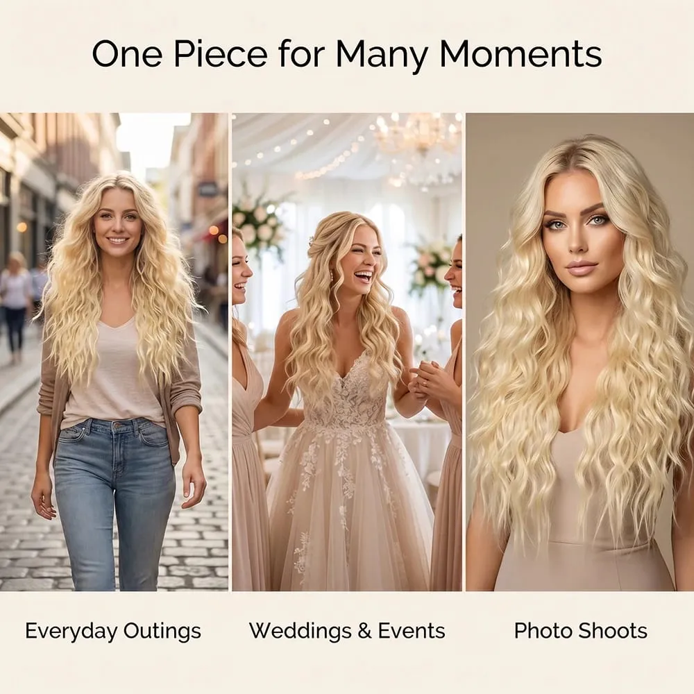 22" 1 Piece Light Blonde Corn Wave Clip In Hair Extensions Thick Full Head Synthetic Hairpiece for Women Natural Heat Resistant — image 7