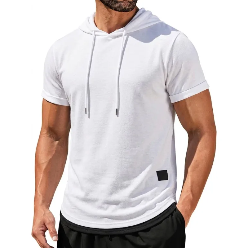 Summer Short Sleeve Hoodie Man Casual Thin T-Shirts Lightweight Pullover Hoodies Breathable Sweatshirt Korean Streetwear Gym Man