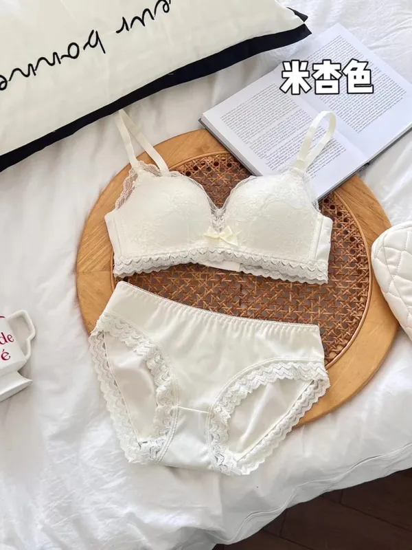 Japanese Anime Lace Bra Set Push Up Wireless Bralette Small Bust Seamless Sexy Triangle Cup Lingerie Set Spring Summer MOYISU — image 12