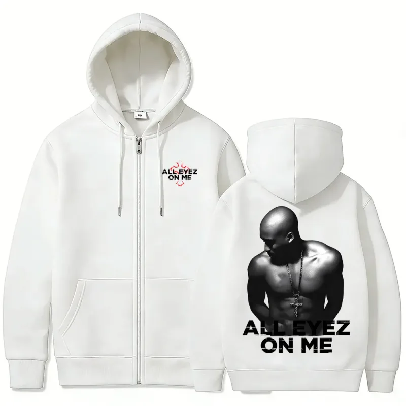 Rapper Tupac 2pac All Eyez on Me Cross Zipper Hoodie Lalaki Babae Hip Hop Fashion Zip Up Hoodies Panlalaki Kaswal Oversized Streetwear — image 6