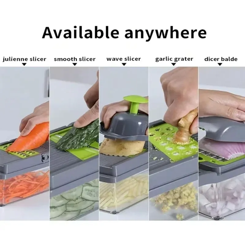 Vegetable Cutter Multifunctional Kitchen Tool 5-in-1 Food Chopper for Tomato Carrot Cheese Onion Handheld Slicer Dicer Grater