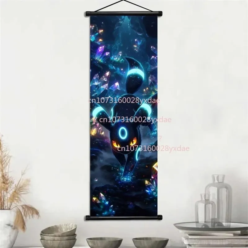 Anime Printed Pokemon Poster Cartoon Wall Artwork Gengar Squirtle Bulbasaur Pikachu Hanging Scroll Family Room Decoration
