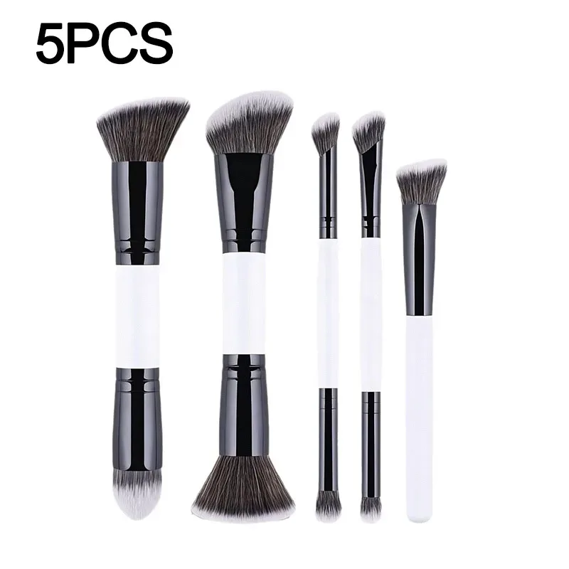 Multifunctional Make Up Brush Double Ended Angled Foundation Makeup Brushes Blush Make Up Brush Wood Handle Cosmetic Tool HZS35