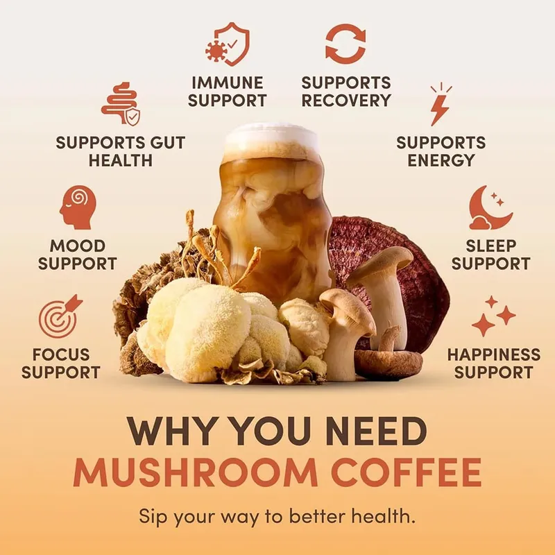 Organic Mushroom Powder Supplement for Coffee & Smoothies 6-in-1 Blend with Lions Mane Reishi Chaga for Brain & Immune Support — image 3
