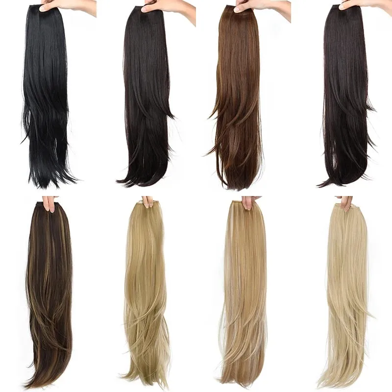 22Inch Synthetic V-Shape Long Straight Hair Extension Layered Hairpiece Natural Invisible Everyday Wear for Women Daily Party — image 3