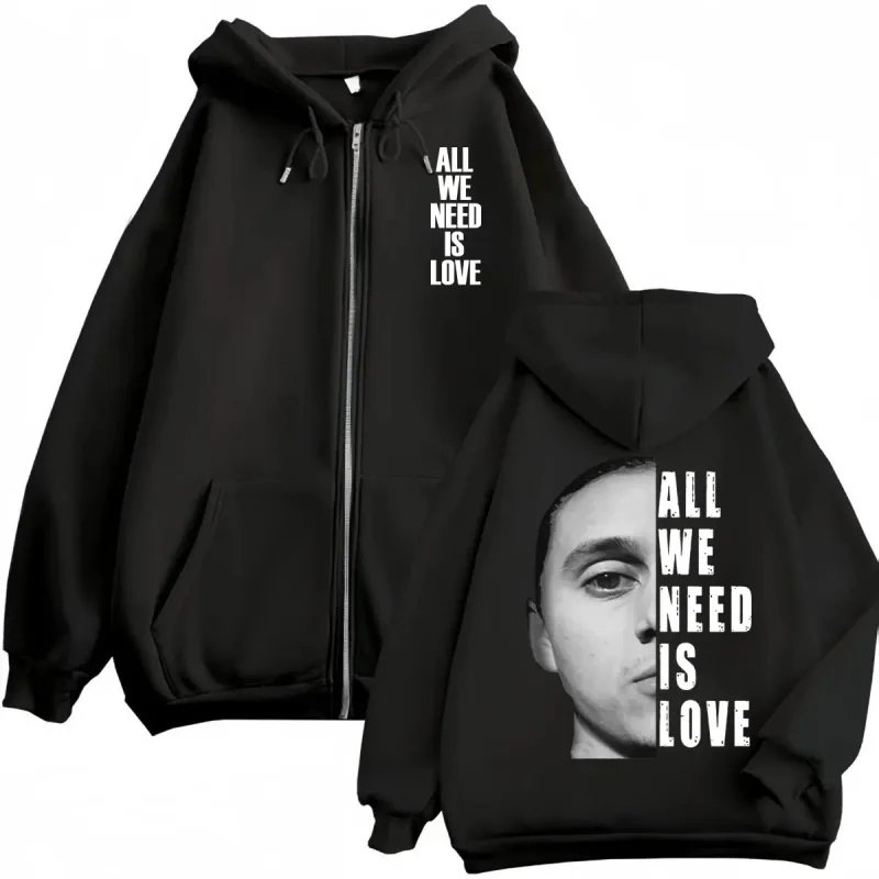 Canserbero All We Need is Love Muerte Vida Merch Zipper Hoodie Men's Fashion Hip Hop Zip Up Sweatshirts Casual Fleece Pullovers