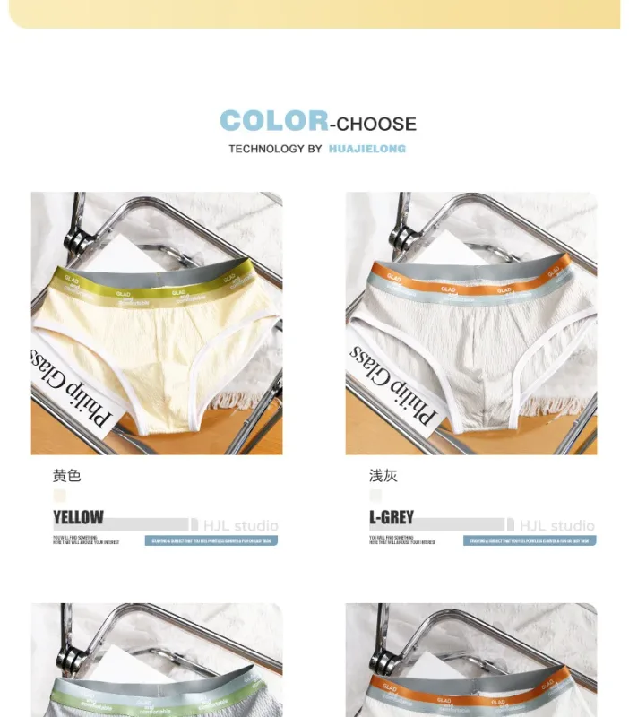 Summer New Men's Solid Color Cotton Briefs, Minimalist Breathable Thin Underwear, Trendy Trunks Male Bikini Underpants — image 3