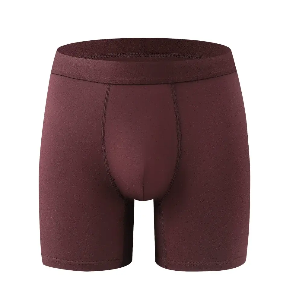 Celana Boxer Serat Bambu Pria - Pakaian Dalam Warna Solid Lembut Satu Potong dengan Ikat Pinggang Mulus & Kantong Berkontur