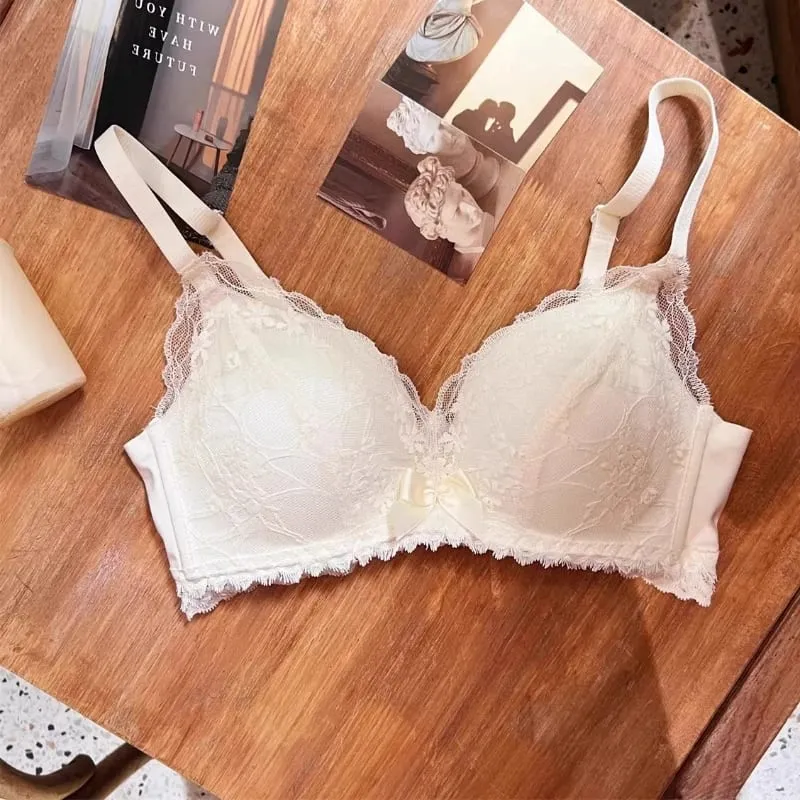 French Style Wireless Shaping Lingerie Set Push Up Lift Anti Sagging Lace Bra Elegant Comfort Soft Support Women Underwear Set — image 6