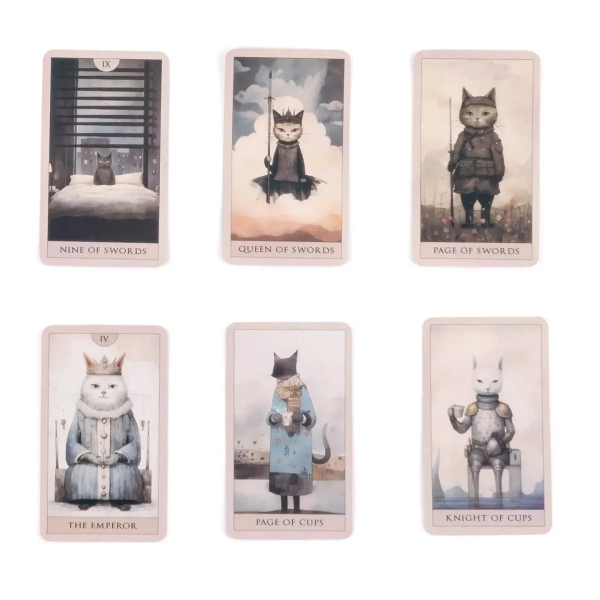 Surrealist Cat Tarot Cards - Aesthetic 10.3*6cm 78-Card Whimsical Deck with Soft Pastel Illustrations