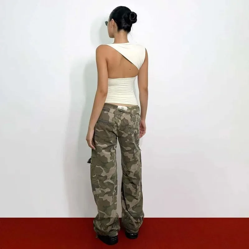 Dulzura Asymmetric One Shoulder Backless Slim Sleeveless Tank Top Women'S Solid Sexy Casual Top Street Style Y2K Summer Clothes