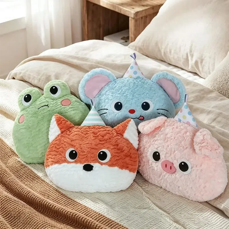 Cute Cartoon Animal Plush Pillow Soft Fluffy Pig Frog Cat Fox Sheep Kawaii Stuffed Cushion For Sofa Bedroom Home Decor Gift — image 5