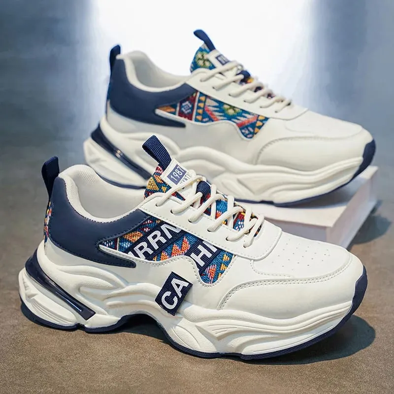 2026 Men Korean High Top Sneakers Spring Breathable Anti Slip Platform Running Shoes Outdoor Wear-resistant Running Sports Shoes