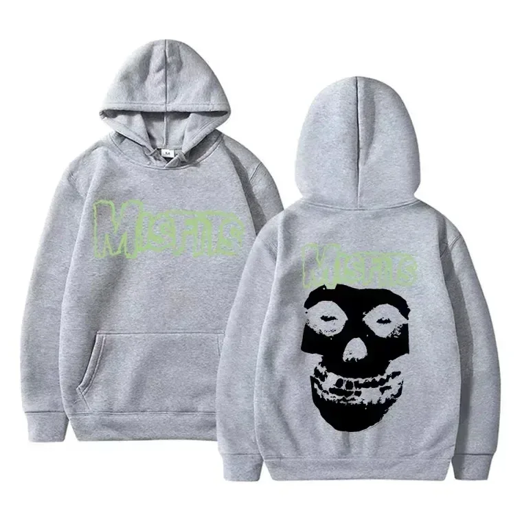 2026 Horror Punk Bizarre Skull Print Hoodie Men's Gothic Retro Loose Fleece Cotton Hoodie Rock Style Pullover Unisex — image 5