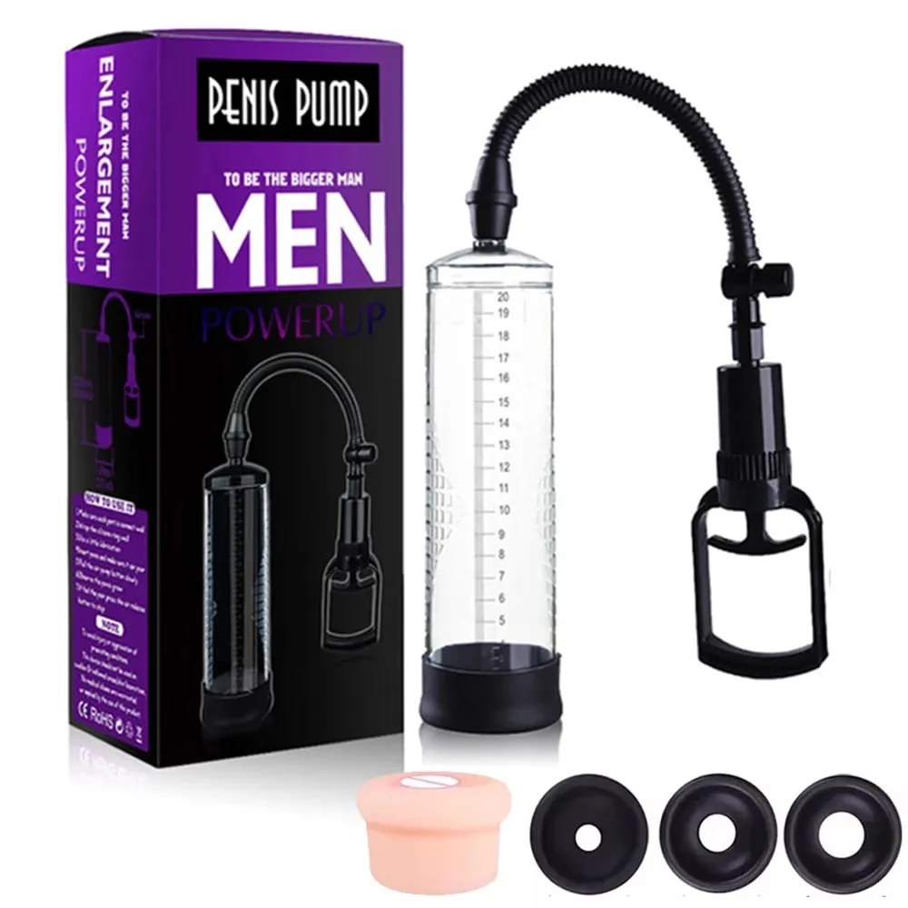 Penis Pump Vacuum Enlargement Trainer 3 Sleeves Silicone Male Enhancement Stamina Exercise Reusable Adult Sex Toy With Gauge — image 1
