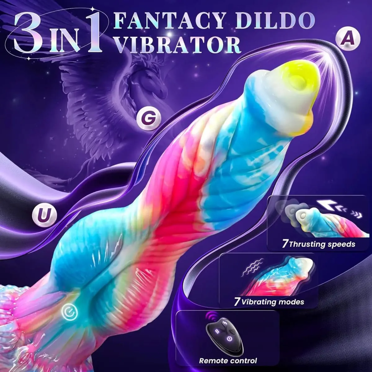 Thrusting Dragon Dildo Vibrator Sex Toys 10" 4IN1 Monster Remote Control Thick Dildo Suction Cup Dildo Anal Toys Adult Product