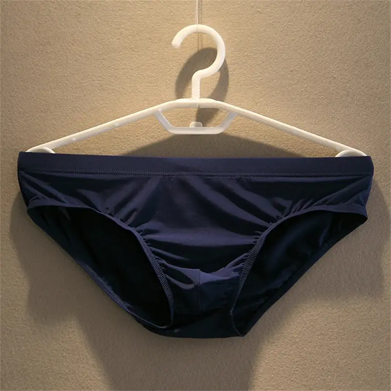 2 pçs grande bolsa de náilon cuecas masculinas cuecas de seda gelo masculino sem costura cuecas de cintura baixa calcinha fina plus size — image 10