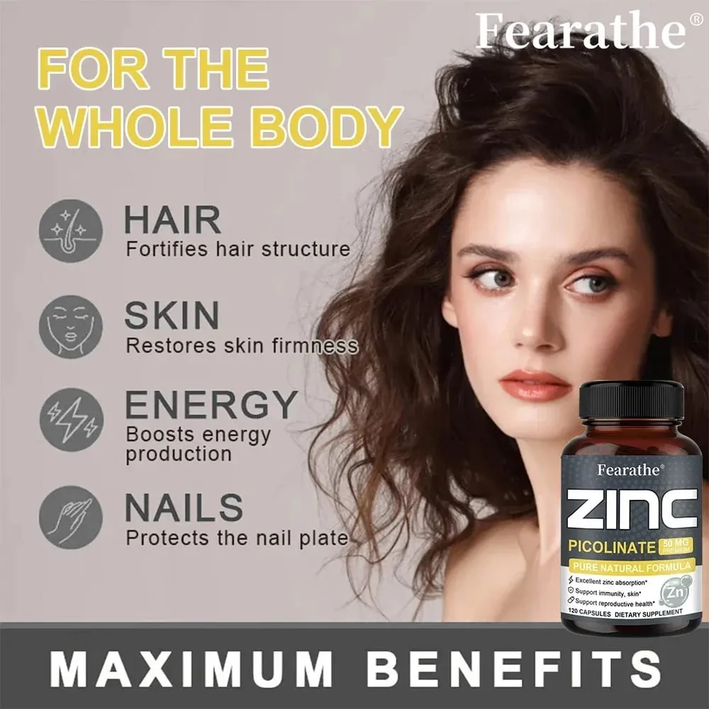 Cápsulas de Zinco 50 Mg - Suplemento Antioxidante Natural para Cabelo Imunológico, Unhas e Suporte para Pele Unissex — image 5