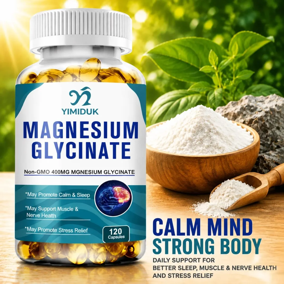 Yimiduk Pure Magnesium Glycinate Supplement na may Vitamin B6 para sa Panlaban sa Fatigue Cramps at Heart Health Binabawasan ang Anxiety Vegan