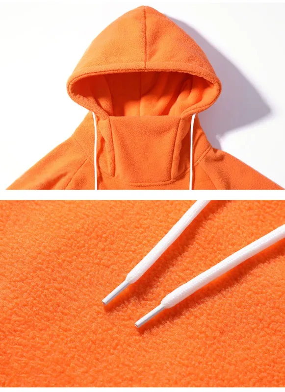 Men's Polar Fleece Sweatshirt Solid Color Street Style Autumn Winter Hood Sports Windproof Oversized High Collar Hoodie 5XL — image 9