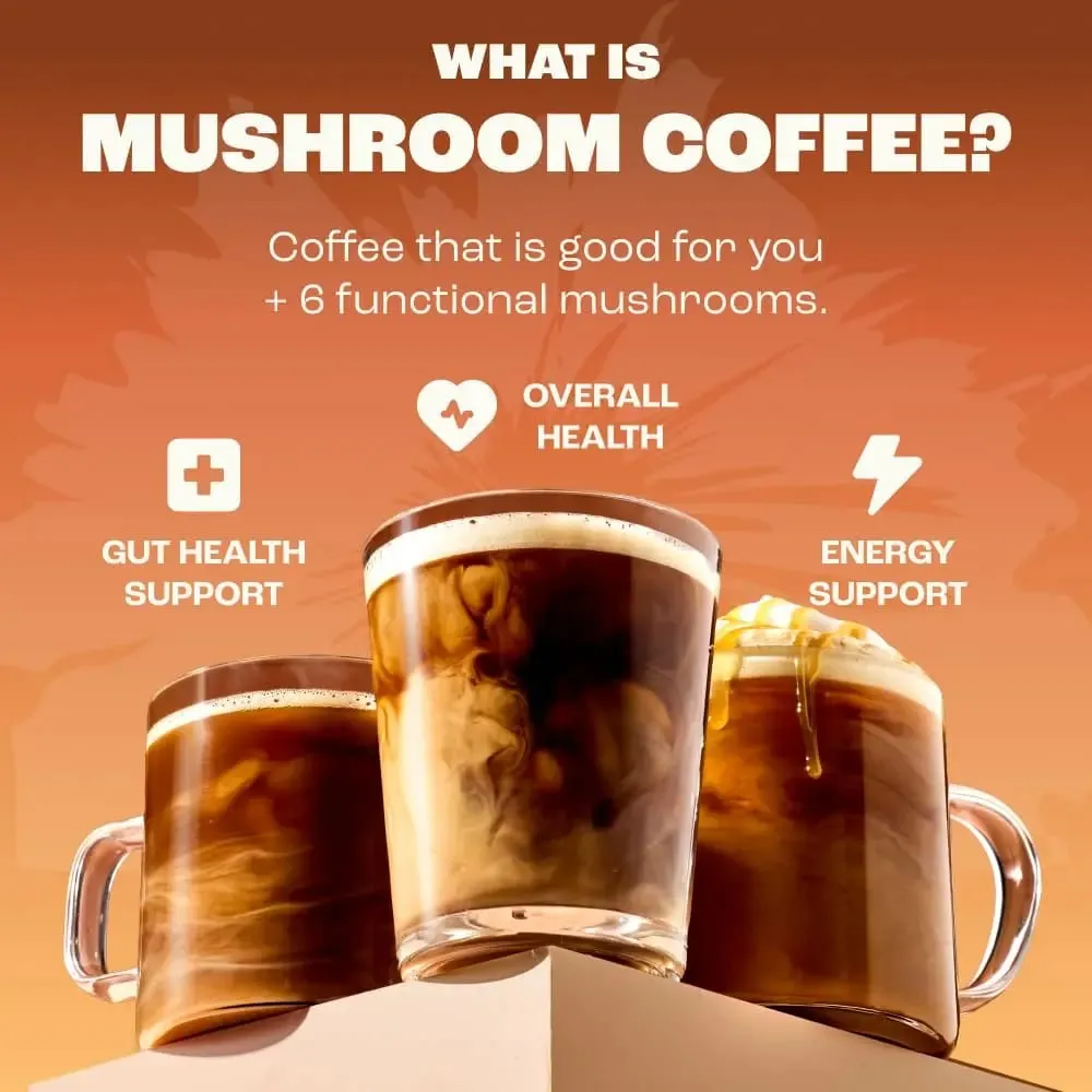 Organic Mushroom Coffee Powder with 6 Adaptogenic Mushroom Daily Instant Coffee for Better Energy Focus Digestion Immunity — image 4