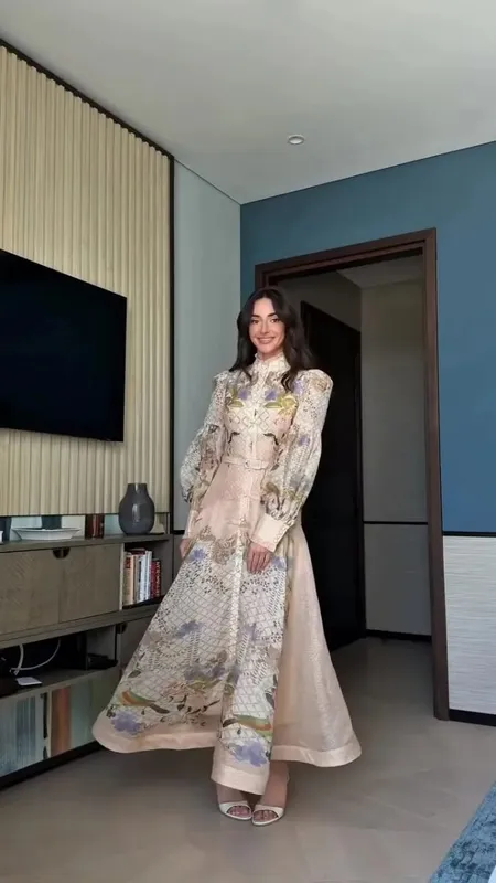 Printed Women's Maxi Dresses O-neck Big Swing Oversized Dress Irregular Hem Dresses Bohemian Female Robes Loose Partywear New