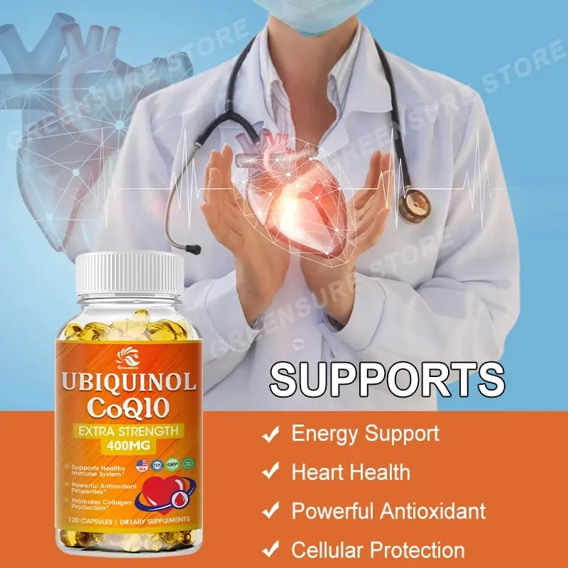 ซื้อ 3 แถม 1 ฟรี - CoQ10 Capsules (ยูบิควิโนน) 400มก. - ช่วยบำรุงสมอง หัวใจและพลังงาน – อาหารเสริมที่มีการดูดซึมสูง