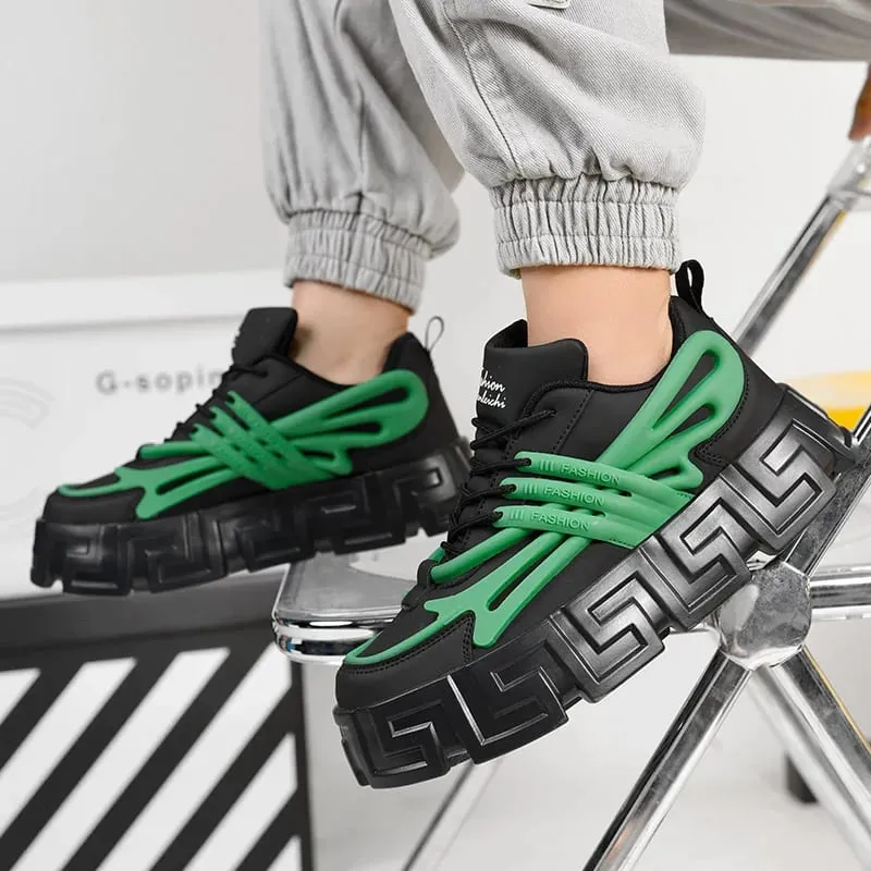 Mens Fashion Luxury Casual Sneakers Comfortable Thick-soled Shoes Designer Height Increasing Fashion Breathable Sports Shoes — image 2