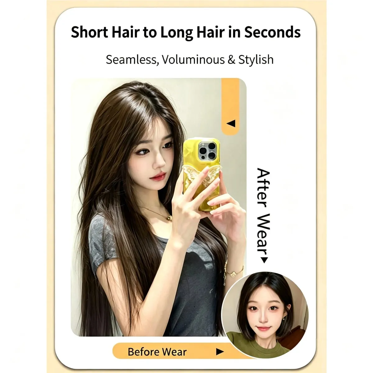 3 Pcs Black Synthetic Straight Hair Extensions Invisible Seamless Clip on Breathable Mesh Elastic BB Straight Hair Pieces