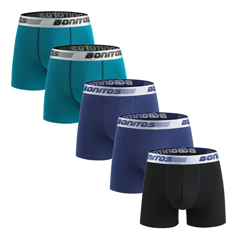 5pcs Men's Underpants Cotton Boxer Briefs Classic Men Panties BONITOS Letter Elastic Waistband Boxers Underwear For Man Shorts