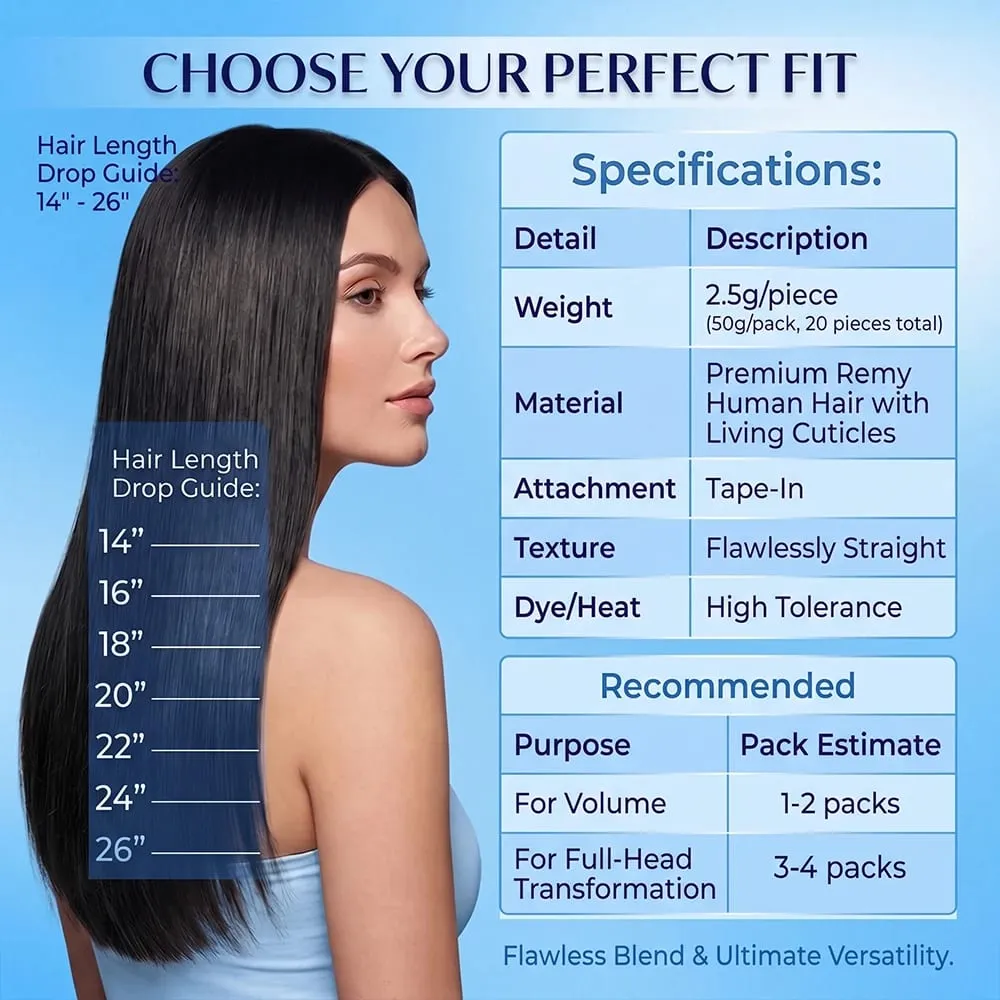16-24 Inch 16A Tape In Hair Extensions Invisible Seamless Real Human Hair Brazilian Natural Black Remy Straight Hair 100% Human Hair For Women — image 8
