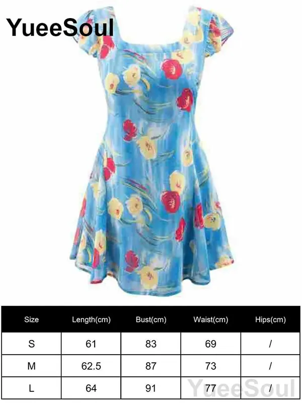 Blue Printed Mini Dress 2026 Summer New Elegant Party Birthday Evening Dresses Y2K Sweet Cute High Street Casual Women Dress — image 21