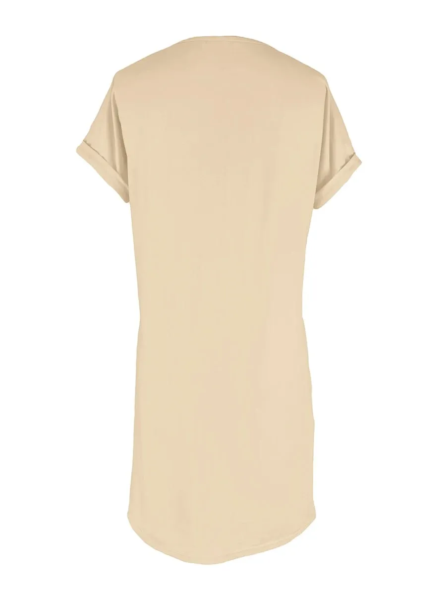 Solid Color Women Summer Dress V-Neck Short Sleeve Casual Mini Dresses Women's Loose Comfy Beach Party Vestidos Vestido de Mujer