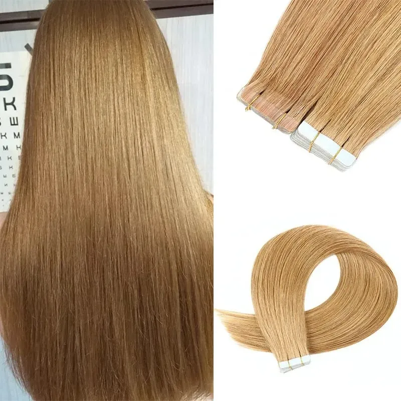 20Pcs Straight Tape ins Extensions Real Human Hair Double Side Tape in Hair Extensions Tape in Hair Extensions Remy Human Hair