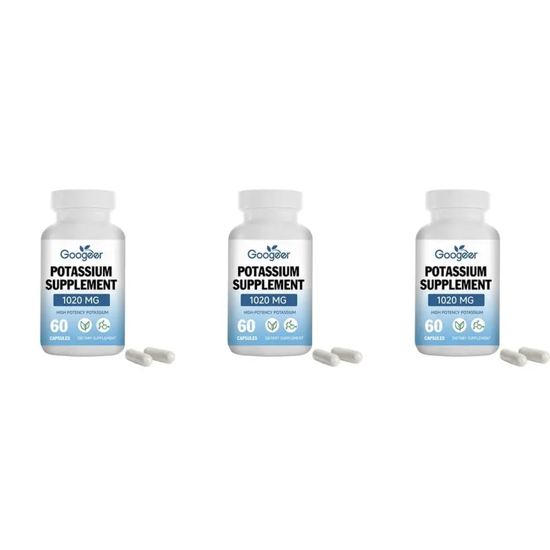 Googeer Potassium Capsules 1020 Mg High Potency Potassium Level Support Mineral Intake Gap Fill Bioavailability 60 Capsules
